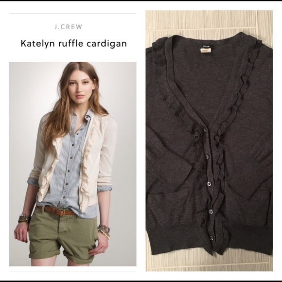 J. Crew Sweaters - GREY J. Crew “Katelyn” Ruffle Cardigan